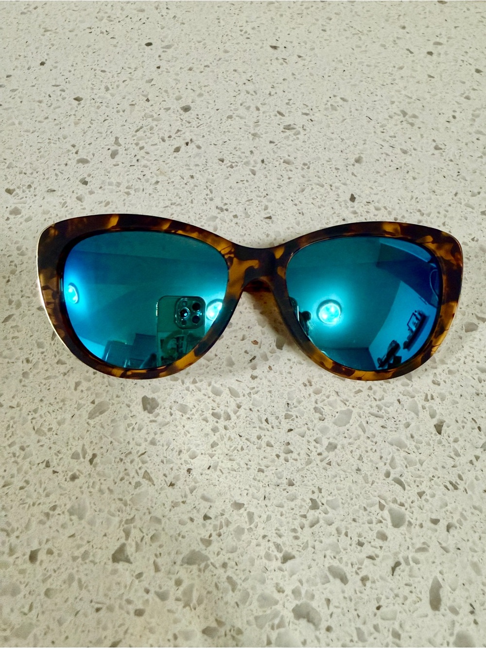 goodr Tortoiseshell Cat Eye Sunglasses Blue Mirrored Lenses